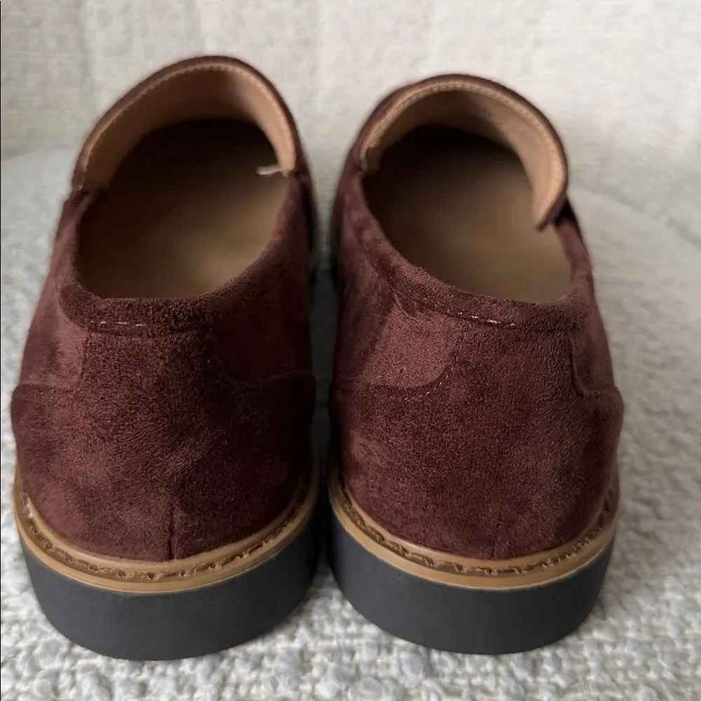 Taryn Rose Danielle Suede Penny Loafers Women’s 10 Brown Lug Sole Comfort